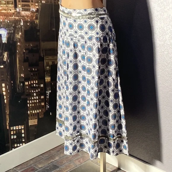 TORY BURCH - cotton skirt: lined, pleated, sequins & beaded waist & hem, zip - 4